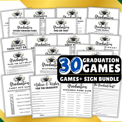 30 Graduation Party Games Bundle: Printable Activities & Signs (instant Download) - Etsy