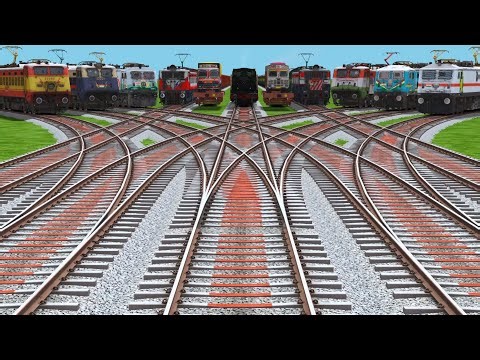 9*Trains Crossing By X Curves 🧭 RailroadCrossing Tracks | Train Simulator | Railworks | train videos