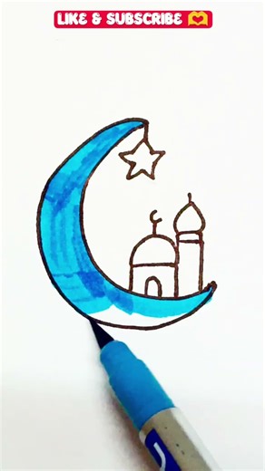 How to draw Crescent Moon Sky #ramadan #ramadanmoon