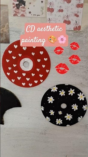 Easy CD painting ideas | Aesthetic craft ideas | Reuse old CDs #diy #artshorts #aestheticroomdecor