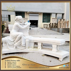 [Hot Item] Corner Marble Oval Bench High Quality Natural Stone Lady Chair Garden Products