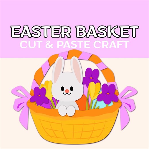 Easter Basket Craft Printable for Kids| Cutting Practice Worksheet, Bunny & Eggs Activity| Kindergarten, Preschool Activity| PDF - Etsy