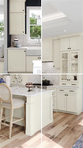 The jewelry of the home: hardware is a beautiful detail that completes the look of your living space and makes it truly unique. Black hardware adds structure, character and striking contrast against white cabinetry. ✨Visit our showroom, the C H Cabinet Sales in Mooresville, to see your vision come to life. 📸 Featured Cabinets: 410F Painted Vanilla with matte black handles and knobs #Waypointlivingspaces #remodeling #renovation #interiordesign | C H Cabinet Sales