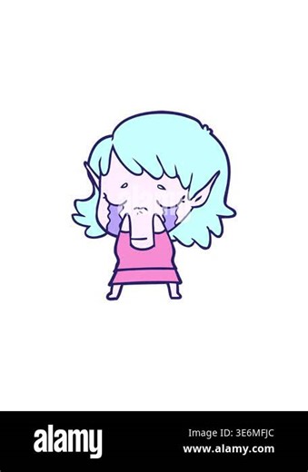 radioactive glowing animation of cartoon crying elf girl design Stock Video Footage - Alamy