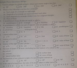 Aultiple Choice Questions (MCQs) :Convex polygon is a simple p... | Filo