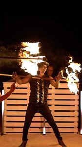 Entertainment is on fire! 🔥 Enjoy a spectacular fire show while enjoying the privilege of an all-inclusive experience 🥳🎉🎊🍾 Forget about bills, just order, order, order 🥃✨ | Breathless Cabo San Lucas