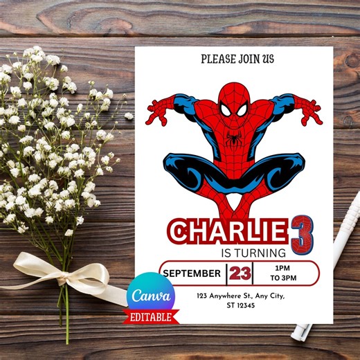 Spider-man Birthday Invitation |spidey Themed Invitation for Boys, Editable Superhero Party Template (digital Download) - Etsy