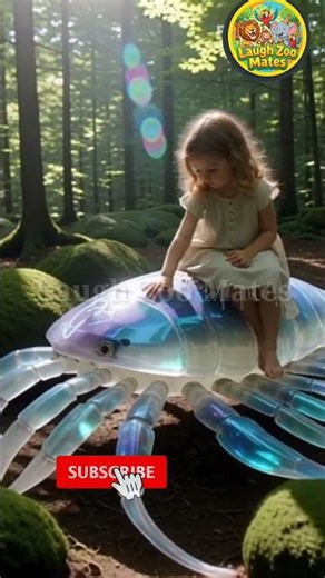 child sitting on huge mystical shrimp made of crystal l Laugh Zoo Mates l LZM #laughzoomates #funny