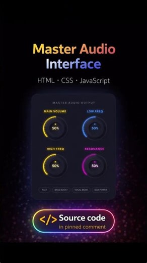 Master Audio Interface - Built with HTML, CSS & JavaScript | @devsQUE #coding #shorts