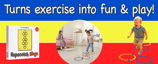 Hopscotch Rings, 12 x 11 Inch Rings & 3 Bean Bags, Play Hopscotch Outdoor & Indoor Obstacle Course for Kids 3-5, Recess Toys & Physical Education Equipment, Gross Motor Games PE Equipment