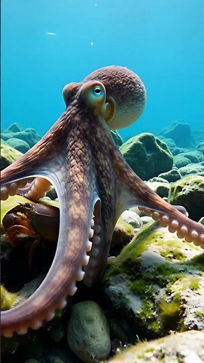 A video showing the natural habitat and diet of octopuses