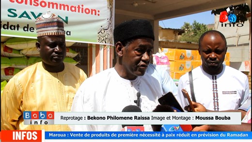 Ramadan 2026 : huile, riz et sucre à prix cassés pour les familles de Maroua Du 14 au 17 février, la délégation régionale du commerce, en collaboration avec les commerçants de la ville, organise une vente promotionnelle a l'esplanade du lamidat : huile, riz, sucre et farine à prix cassés pour bien préparer le Ramadan. Une initiative saluée par les ménages face à la hausse des prix. | Baba info. Mra