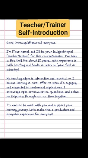 Self introducing writing idea part_71 #selfintroduction #introduction #TeacherIntroduction | English Class