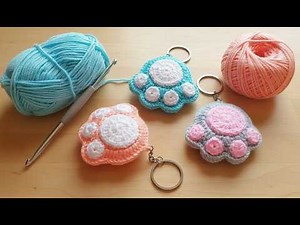🐾 How to Crochet a Cat Paw Keychain | Cute Paw Print Amigurumi Tutorial | Hoya Crochet