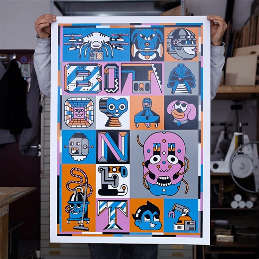 BOTNET / Reduction Woodcut Print / Woodcut / 70 Cm X 100 Cm / Contemporary Printmaking / Christoph Kleinstück - Etsy