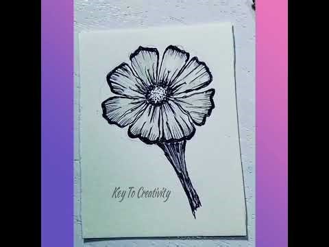 How to draw a flower drawing with pen. Easy flower drawing tutorial .