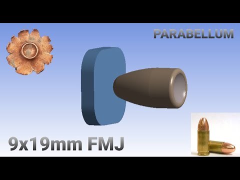 9mm full metal jacket (9x19mm) vs 1/8th inch steel- bullet penetration simulation