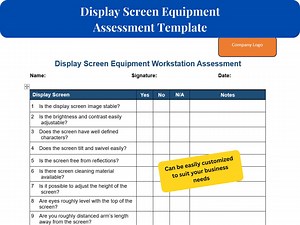 Display Screen Equipment Workstation Assessment Template for Office | DSE Risk Assessment Template - Etsy UK