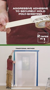 314K views · 440 reactions | One Step, Saves Time, Holds Strong®  FrogTape® Double-Sided Poly-Hanging Containment Tape is a one-step solution for hanging poly sheeting that offers 50% time savings compared to traditional poly-hanging methods.  Learn more: https://bit.ly/3VLmt7E | FrogTape | Facebook