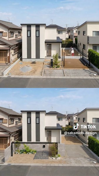土地と建物は同じ。 でも外構が変わるとこうなる。 上下で 2つの外構プラン。 完成イメージをAIで再現。 #外構デザイン #エクステリアデザイン #新築外構 #家づくり #外構プラン