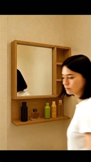 hermosura.mueble de baño con espejo y luces led decorativas #carpintería #muebles