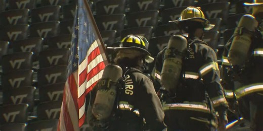 VT Corps of Cadets and first responders climb Lane Stadium in 9/11 remembrance