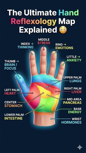 "Hand Reflexology Map You Should Know 😳 (Instant Brain & Body Control)"