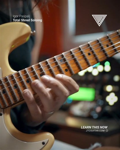 This is an excerpt from ‘Anthem’, the full solo featured in Igor Paspalj’s high-octane JTC release, Total Shred Soloing. It’s just one of many standout moments from the package, showcasing Igor’s command of the instrument. These blazing runs and frenetic picking are only the tip of the iceberg. In this release, Igor leaves nothing to the imagination. A full 20-minute lesson takes you through each lick step by step, with deep dives into his approach, the techniques involved, and every note, so yo