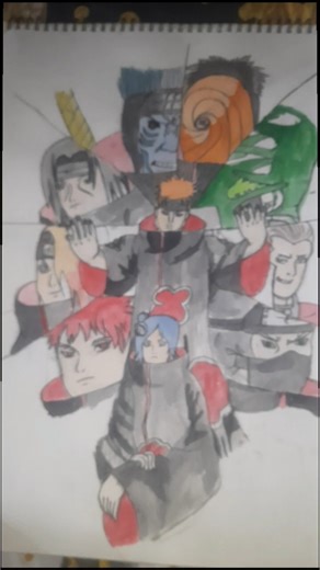 I Drew Every Akatsuki Member in One Drawing! 😈 #shortsfeed #shorts #akatsuki #naruto
