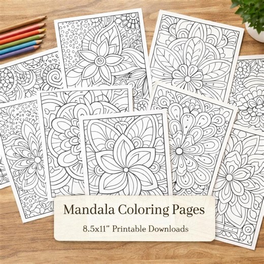 50 Mandala Coloring Pages Printable | 8.5x11 Adult/kids Coloring Book (instant Download) - Etsy