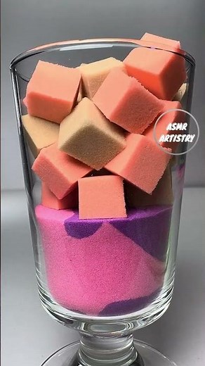 Satisfying Kinetic Sand Cubes Crushed in Glass | Colorful ASMR Visuals