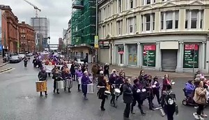 Hundreds take part in a rhythmic International Women's Day march in Belfast today | Belfast Live