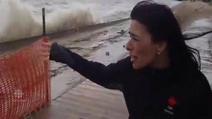 Waves pound Winnipeg Beach shoreline