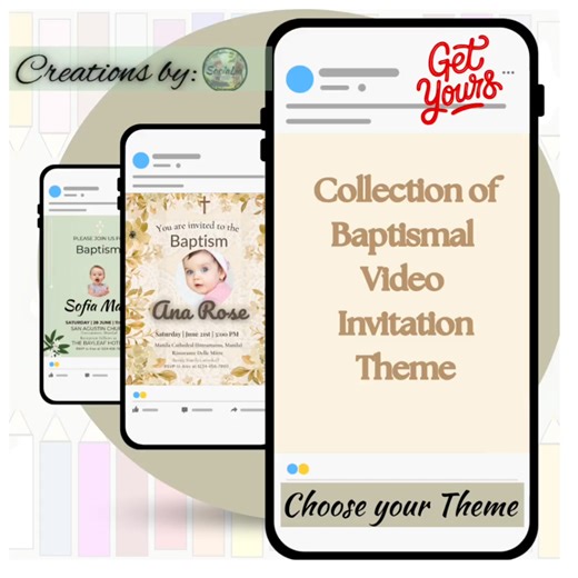 Baptismal Invitation Themes - Choose your favorite and 𝑫𝑴 𝑻𝑶 𝑩𝑶𝑶𝑲 𝑵𝑶𝑾! #DigitalBusiness #digitalinvitation #digitalproduct #baptismal #baptism #christening #invitation | Lia Sundry Shop