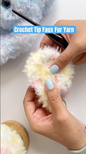 Crochet with Faux Fur Yarn | Crochet fluffy bunny #crochet #fauxfur #amigurumi #tutorial #howto