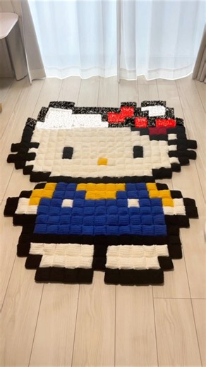 かぎ針編みで巨大キティ作った🎀🍎#編み物 #編み物初心者 #かぎ針編み #crochet #100均