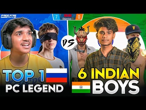 🇷🇺 RUSSIA TOP 1 LEGEND vs 6 🇮🇳 INDIAN BOYS | 1 v 6🔥| ONLY RED🤬| FREE FIRE IN TELUGU #dfg #freefire