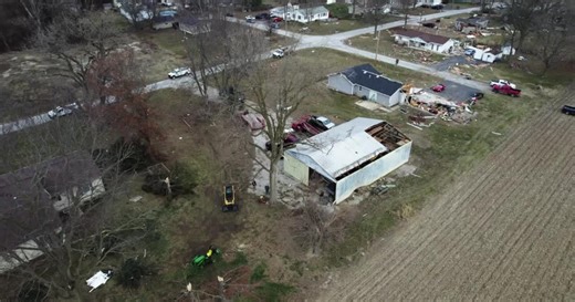 DRONE VIDEO: Several homes damaged after tornado hits Macon Co.