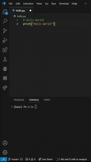 Every coder begins here 👩‍💻print("Hello World!") — your first step into coding 🚀 #python #shorts