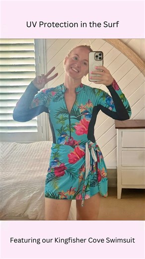 TRIBE TROPICAL™ Family Matching UV Swimwear | Days in the waves 🌊 Founder Emily out on the water in our Kingfisher Cove swimsuit 💙 Designed for long days in the sun — with premium... | Instagram