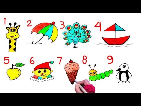 How to draw pictures using numbers 1 to 10 | Number Drawing easy step by step | easy drawing✏️📃