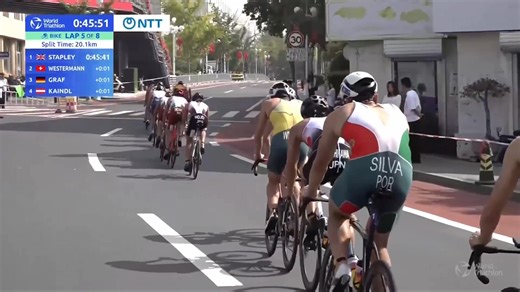 Aggressive cycling from the large leading pack 😤 The men complete lap 5 of the bike leg here in Weihai 🇨🇳 Watch live NOW on TriathlonLive.tv ▶️ 👉 https://shorturl.at/cT8kE #WTCSWeihai #Triathlon #TheFutureNow | World Triathlon