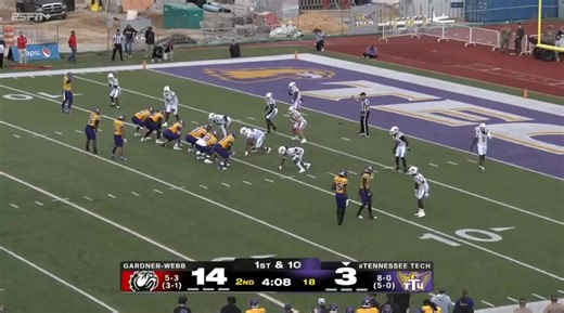 TOUCHDOWN TECH! Quintell Quinn won't be denied! GWU 14 Tech 10 3:57 - 2Q 📺 : @ESPNPlus #AimHigh | #WingsUp | Tennessee Tech Football