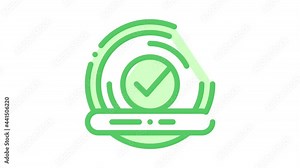 Approved Button With Text Element animated icon on white background