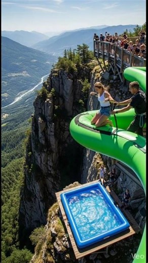 Cliff jumping in pool from an incredible height #cliffside #ai #shotys