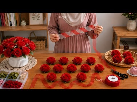 Easy Organza Ribbon Roses with RULER ! (So Easy!)