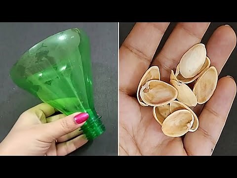 3 Wow Amazing Home decor ideas using Pista shells and Plastic bottle - Best out of waste - DIY Craft