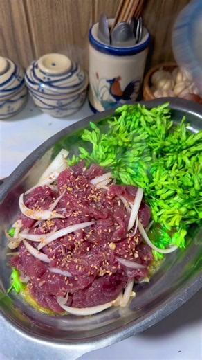 Bò né bông thiên lý kèm mắm nêm - món ăn ngon dễ làm