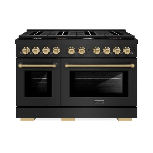 Reviews for ZLINE Kitchen and Bath Autograph 48 in. Paramount Dual Fuel Range with Gas Cooktop and Electric Ovens in Black Steel with Bronze Helix Handles | Pg 5 - The Home Depot