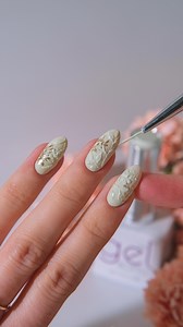 Bringing back the detailed florals for spring ~ these are always so therapeutic to create🌼 Using @the_gelbottle_inc Limewash, Extreme shine topcoat & Gold chrome pigment. Embossing powder mixed with the shade Limewash for a 3D effect #3dnails #chromenails #springnails #floralnails #nailinspo #nailgoals #nailart | Amber Hancock Nails